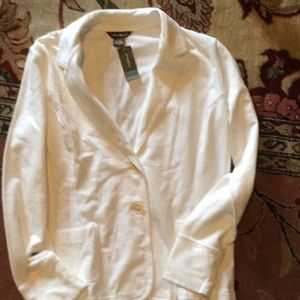 Women’s Eddie Bauer White Knit Blazer, size L NWT
